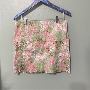 NWT J. Crew Stretch Green w print Skirt Size 6